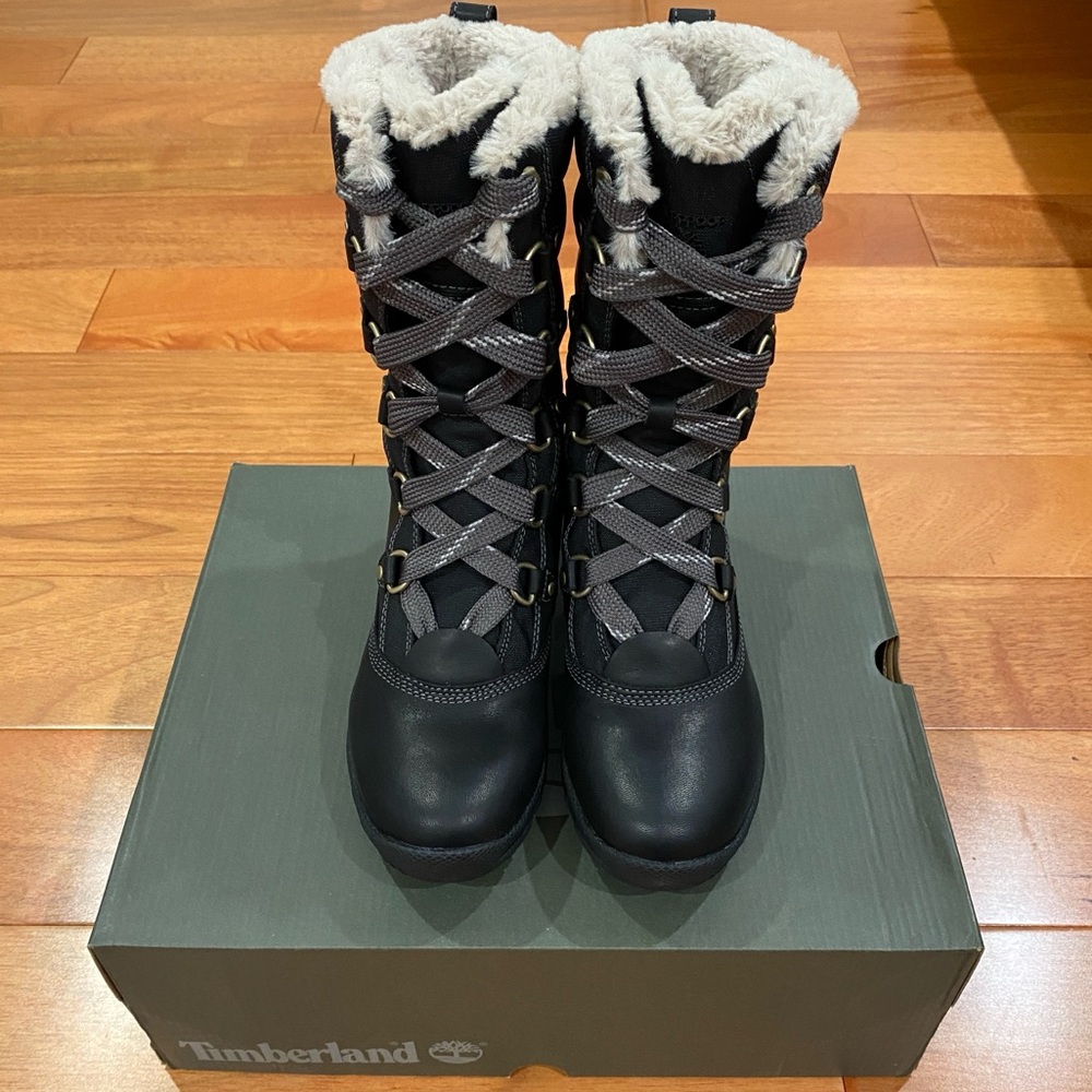Timberland Women’s Mount Hope Mid Waterproof Boots (Black Leather)